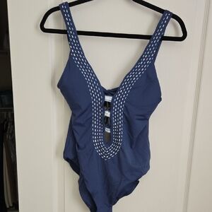 BECCA Blue Polka Dot One Piece Swimsuit